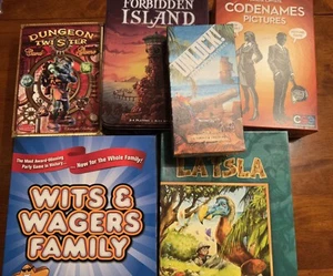 Family Game Lot:La Isla,Wits&Wagers,Dungeon Twister,Forbidden Island,Codenames P - Picture 1 of 13