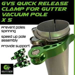 Quick Release Gutter Vacuum Pole Clamp x 5 For Aluminium Cleaning Pole Sections - Picture 1 of 7
