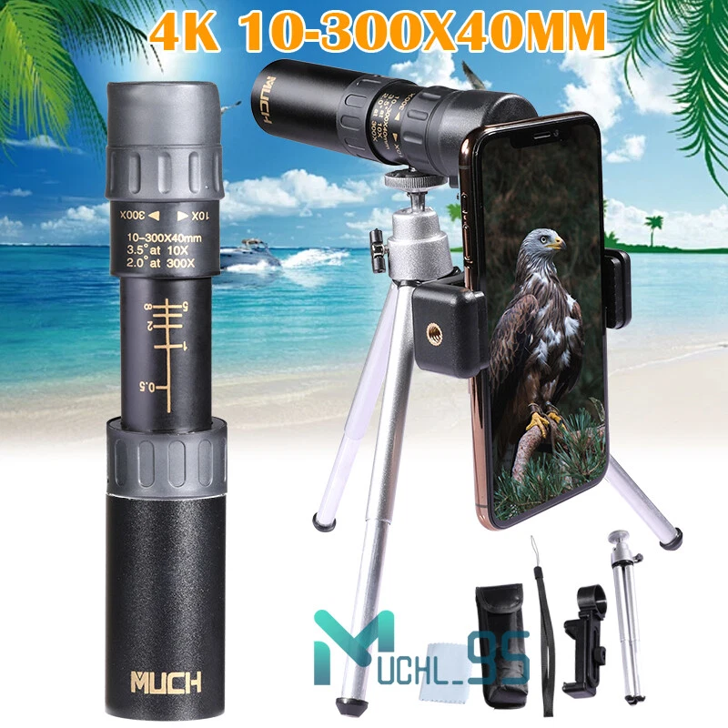 Portable 4K 10-300X40mm Super Telephoto Zoom Monocular Telescope For Camping Use - Image 1 of 4