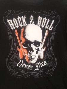 Kids T-shirt XL (14/16) Rock & Roll Never Dies Skull Guitar Way To Celebrate NEW - Picture 1 of 4