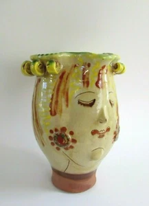 Sylvie & Francois Fresnais French Majolica Face Jug Pitcher - Picture 1 of 10