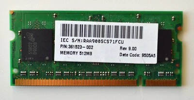Micron 512mb  memory MT8HTF6464HDY-40EB3, DDR2 400 CL3, PC2-3200S-333-12-A0 - Image 1 of 2