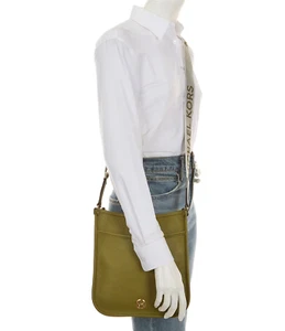 MICHAEL Michael Kors Luisa Leather North South Messenger Bag Womens Smokey Olive - Picture 1 of 16