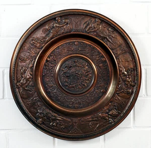 edler Kupfer Relief Teller Prunkteller Wandteller Engel Putte Ø 51,5 cm (2) - Picture 1 of 3