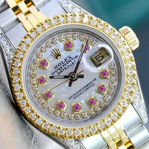 Rolex Datejust Twotone Womens Watch White Mop Diamond0Ruby Dial Jubilee 26mm - Picture 1 of 22