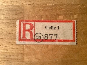 Einschreibezettel Reco-Zettel 20 Celle (frühen Bund) - Bild 1 von 1