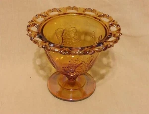 Vintage Indiana Iridescent Lace Edge Carnival Glass Pedestal Candy Dish - Picture 1 of 4