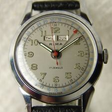 VINTAGE Men’s RIMA Triple Date military style Wristwatch GOOD CONDITION pre-1950