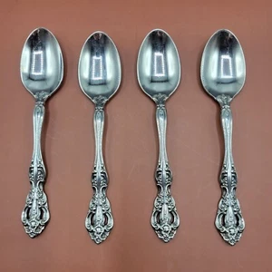 Vtg Set Of 4 Imperial Intl Chalmette Oval Soup Spoon Floral Design Korea 7 1/8in - Picture 1 of 12