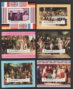 Ras Al Khaimah 1970 Historia de Francia 6 hojas - Mi. K95B a P95B - IMPERF - MNH - Imagen 1 de 1