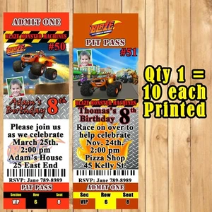 Blaze and the Monster Machine Birthday Invitations 10 ea Personalized Sale - Picture 1 of 3