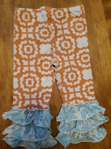 Girls Beatrice & Baxter Leggings Stretch Cotton Flared Ruffle Hem Size 4       - Picture 1 of 3