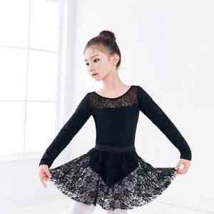 Ballet Dance Leotard Girls Black Long/Short Sleeve Lace Skirt Suit Hot Selling