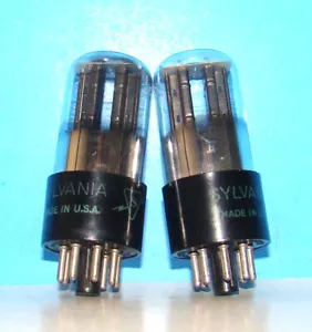 6SN7GT 2 Sylvania 2 fori bad boy radio amplificatore audio tubi vuoto valvola testata - Foto 1 di 3