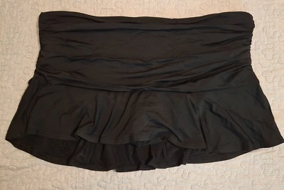 Lands End Size 16 Women Black Swim Skort Bottom Layered Ruffle Ruched Sides - Image 1 of 4