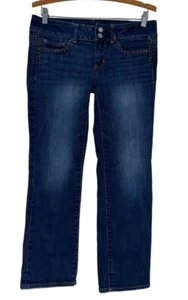 American Eagle Women's Artist Low Rise Denim Crop Leg Capri Jeans Studded Size 6 - Picture 1 of 7