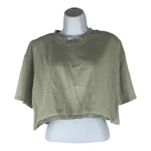 Camiseta Zara Mujer Verde Claro Algodón Recortado Talla M Informal Calce Suelto - Imagen 1 de 5
