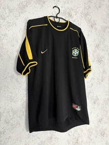 Vintage Nike Brasilien 1998/00 Torwart Fußball Trikot Schwarz Gelb Y2K Herren XL - Bild 1 von 14