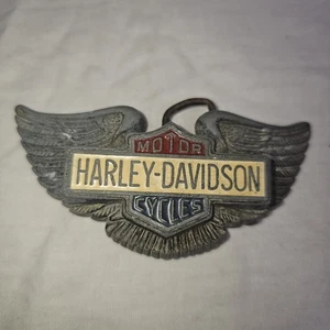 Vintage Harley-Davidson Belt Buckle Wings Emblem Shield Logo Metal USA Biker - Picture 1 of 8