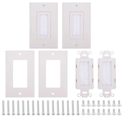  4 Pcs Recessed Low Voltage Cable Plate Single Gang Plastic Through - Image 1 of 4