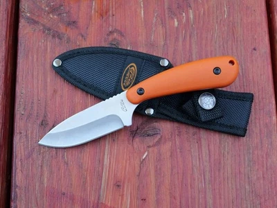 7” Mini Fixed Blade Knife Heavy Duty Full Tang Nylon Sheath Orange Hi Visibility - Image 1 of 4