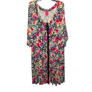 Torrid Betsey Johnson Babydoll-Kleid mit Druckknopfleiste Blumenmuster schwarz Größe 3X - Bild 1 von 6
