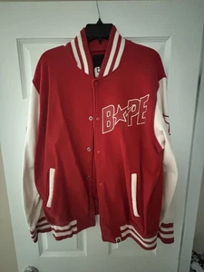Bape a Bathing Ape Mens Red Varsity Jacket Rare Vintage - Picture 1 of 6