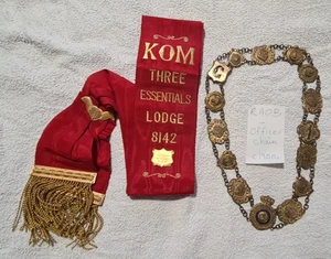 Royal Antediluvian Order of Buffaloes : a c1900 chain + KOM sash, as shown - Foto 1 di 3