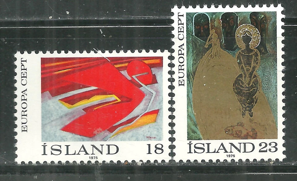 ICELAND 478-79 MNH BIRD, BY SKULASON, SUN QUEEN BY KJARVAL - Image 1 of 1