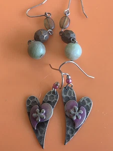 Vintage Perlen Herz Ohrhänger Konvolut Kunsthandwerk durchbrochenes Design - Bild 1 von 4