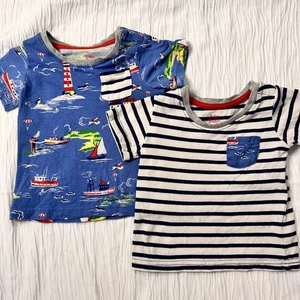 Baby Boden Short Sleeve Tshirt Bundle Stripes Nautical Blue Cotton Baby 6-12 Mon - Picture 1 of 14