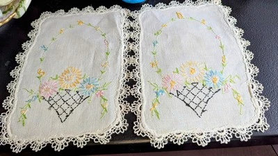 Vintage Handmade Embroidery Dolie Set - Image 1 of 4