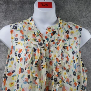 Cabi Sleeveless Blouse Womens XL Floral Ruffle Front Semi Sheer Lightweight Top - Picture 1 of 8