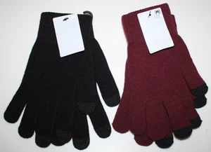 West Loop (2-PACK) Womens Black & Burgundy Red Knit Texting Gloves - OS - NWT - Picture 1 of 3