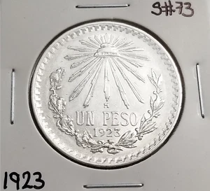 Mexico 1 Peso 1923 .720 Coin Silver, Low date, Un Peso Plata .720, Fecha Baja. - Picture 1 of 4