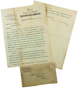 Cooper & Hewitt Durham Iron Works Rare 1891 Letter & Cover Riegelsville, PA - Picture 1 of 6