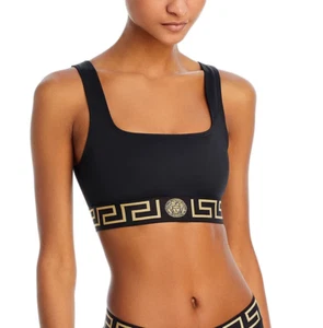 Versace X7221 Greca Border Square Neck Bikini Swim Top, Black, 4 - Picture 1 of 4