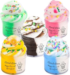 Cloud Slime Kit 5 Pack, with Peach Rainbow Lemon Coffee Slime Charms, DIY Slime - Picture 1 of 7