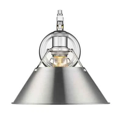 Golden Lighting Orwell CH 1-Light Wall Sconce in Chrome with Pewter Shade - Image 1 of 4