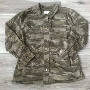 Caslon Camouflage Button-Up Long Sleeve Jacket Women’s Size XL - Picture 1 of 14