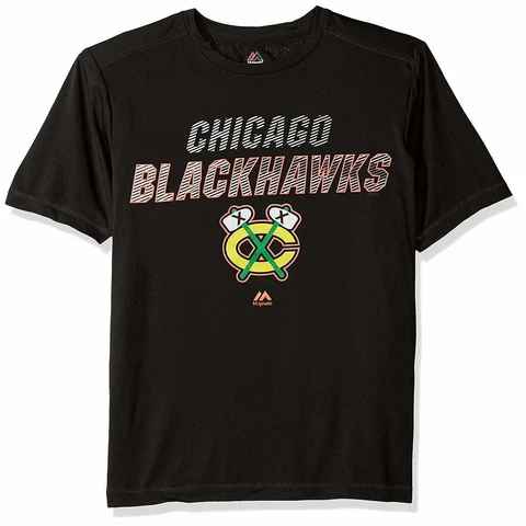 Chicago Blackhawks Mens Charging Short Sleeve Synthetic Tee-Large, Black Cover