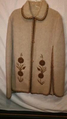 Capa/envoltura/chal de lana de alpaca terroso botánico natural talla M cosido a mano Foto 1 de 4