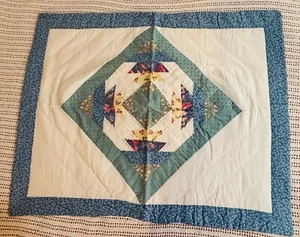 Quilted STD Pillow Sham Patchwork Multicolor Triangles Cottagecore Country - Picture 1 of 12