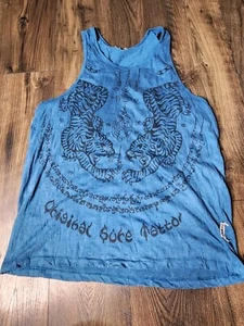 Camiseta sin mangas retro para hombre L Thai Tiger original tatuajes seguros doble cara - Imagen 1 de 4