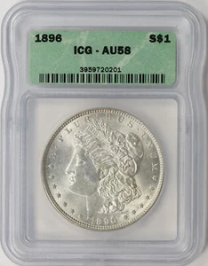 1896 Morgan Silver Dollar $1 ICG AU58 - Picture 1 of 4