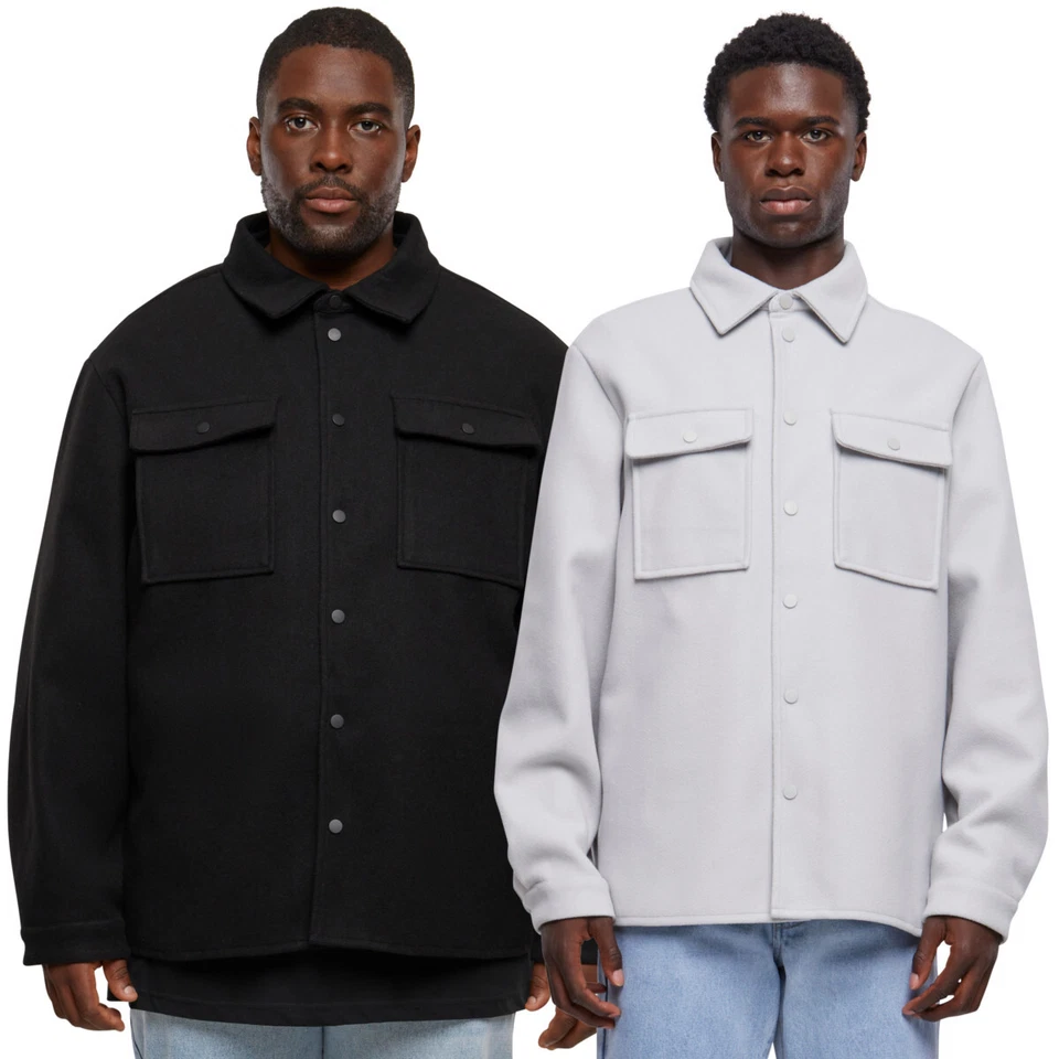 Urban Classics Plain Overshirt Men's Überhemd Shirt Jacket Fake Wool Pockets New - Image 1 of 4