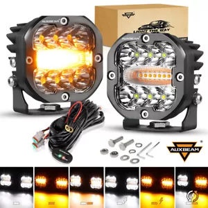 AUXBEAM 3" LED Pods Work Lights Kit Off-Road Spot Flood Combo Beam Driving Lamp - Picture 1 of 12