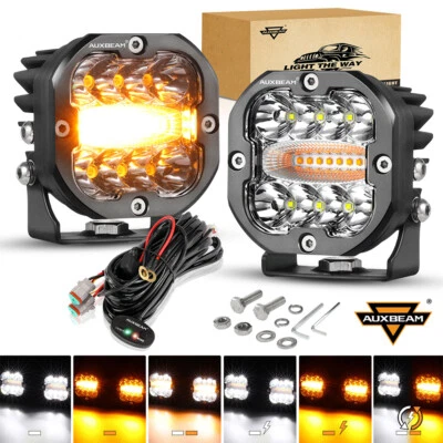 AUXBEAM 3" LED Pods Work Lights Kit Off-Road Spot Flood Combo Beam Driving Lamp - Image 1 of 4