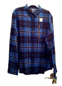 Tony Hawk Blue Black Flannel Shirt Size XL Reflective Media Pocket Button Front - Picture 1 of 11