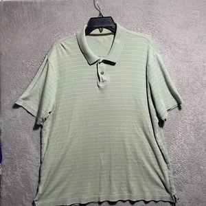 Tasso Elba Polo Shirt Mint Green Mens Large Short Sleeve Collar Stripe Read - Picture 1 of 10